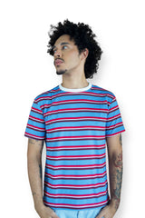Camiseta Listrada Azul + Vermelho
